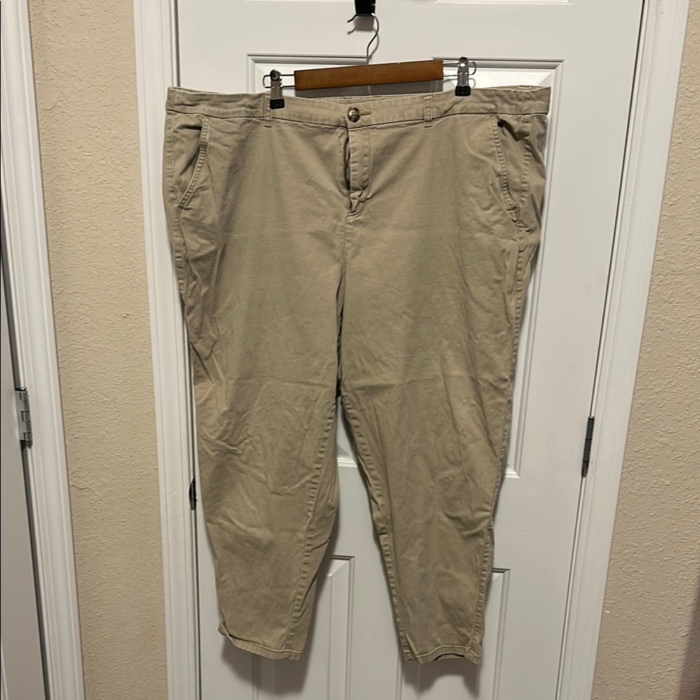 Lane Bryant Tan Chinos Classic Cotton-Blend